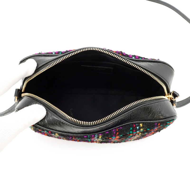 サンローランパリ ショルダーバッグ ルー カメラバッグ ツイード 612544 SAINT LAURENT PARIS バッグ タッセル付き 黒