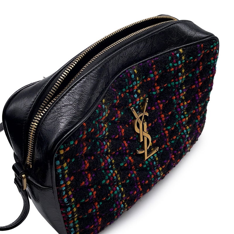 サンローランパリ ショルダーバッグ ルー カメラバッグ ツイード 612544 SAINT LAURENT PARIS バッグ タッセル付き 黒
