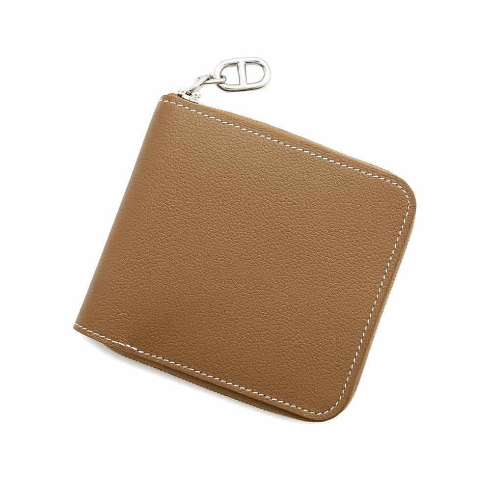 エルメス 二つ折り財布 ジップアンゴー2 ゴールド/シルバー金具 エバー