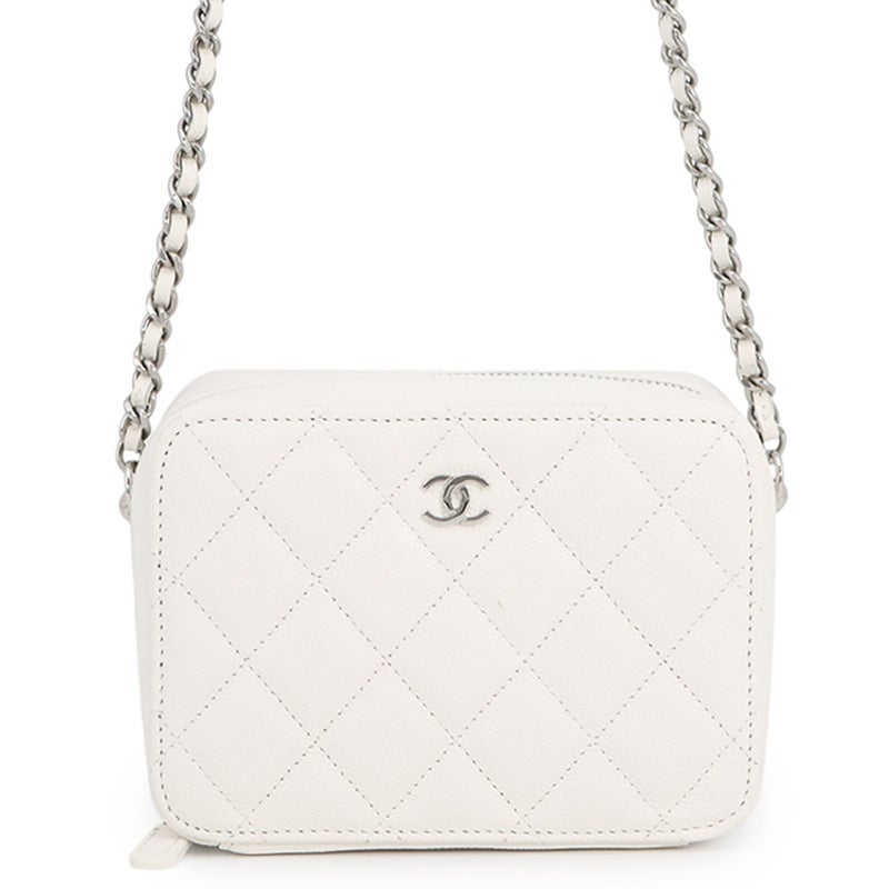 シャネル チェーンショルダーバッグ マトラッセ ココマーク キャビアスキン AP2426 CHANEL ポシェット 白