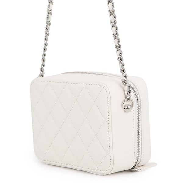 シャネル チェーンショルダーバッグ マトラッセ ココマーク キャビアスキン AP2426 CHANEL ポシェット 白