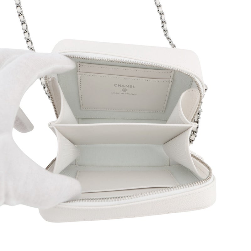 シャネル チェーンショルダーバッグ マトラッセ ココマーク キャビアスキン AP2426 CHANEL ポシェット 白