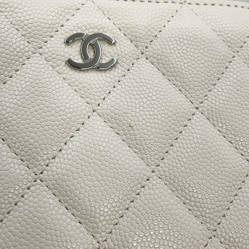 シャネル チェーンショルダーバッグ マトラッセ ココマーク キャビアスキン AP2426 CHANEL ポシェット 白
