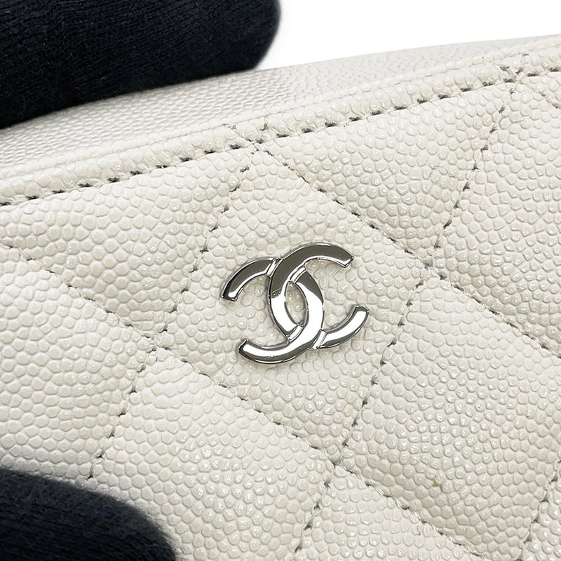 シャネル チェーンショルダーバッグ マトラッセ ココマーク キャビアスキン AP2426 CHANEL ポシェット 白