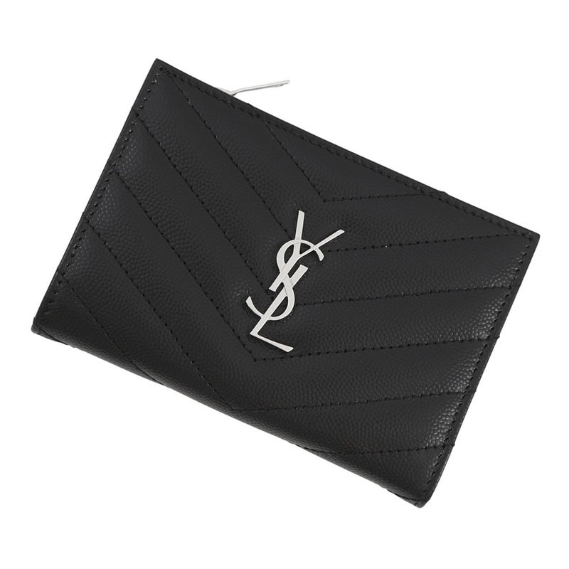 サンローランパリ 二つ折り財布 Vステッチ コンパクトウォレット レザー 575974 SAINT LAURENT PARIS 黒