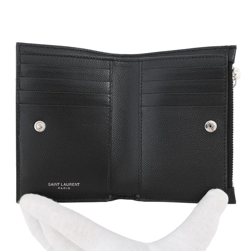 サンローランパリ 二つ折り財布 Vステッチ コンパクトウォレット レザー 575974 SAINT LAURENT PARIS 黒