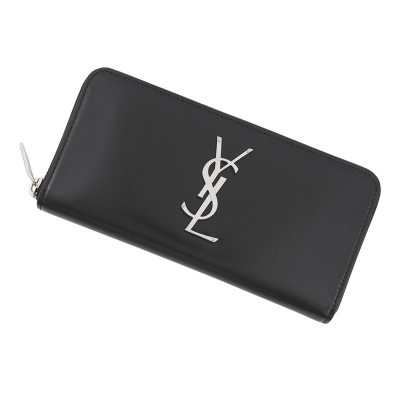 サンローランパリ 長財布 YSLロゴ ラウンドファスナー カーフレザー 617415 SAINT LAURENT PARIS 黒