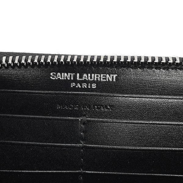 サンローランパリ 長財布 YSLロゴ ラウンドファスナー カーフレザー 617415 SAINT LAURENT PARIS 黒