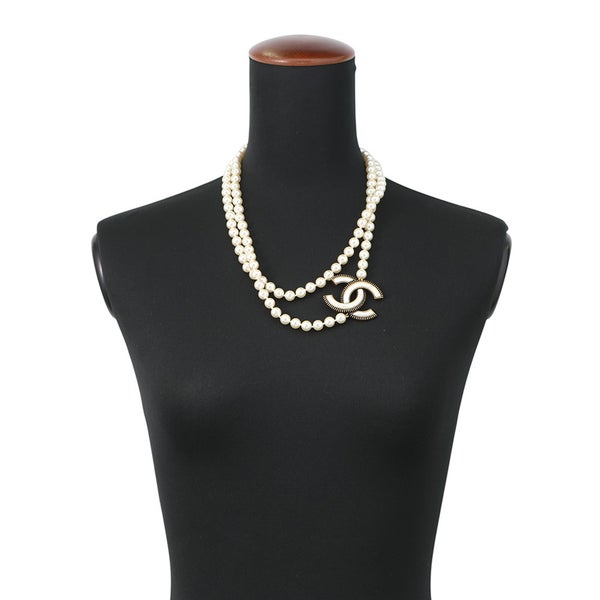 シャネル ロングネックレス ココマーク フェイクパール A24K CHANEL アクセサリー
