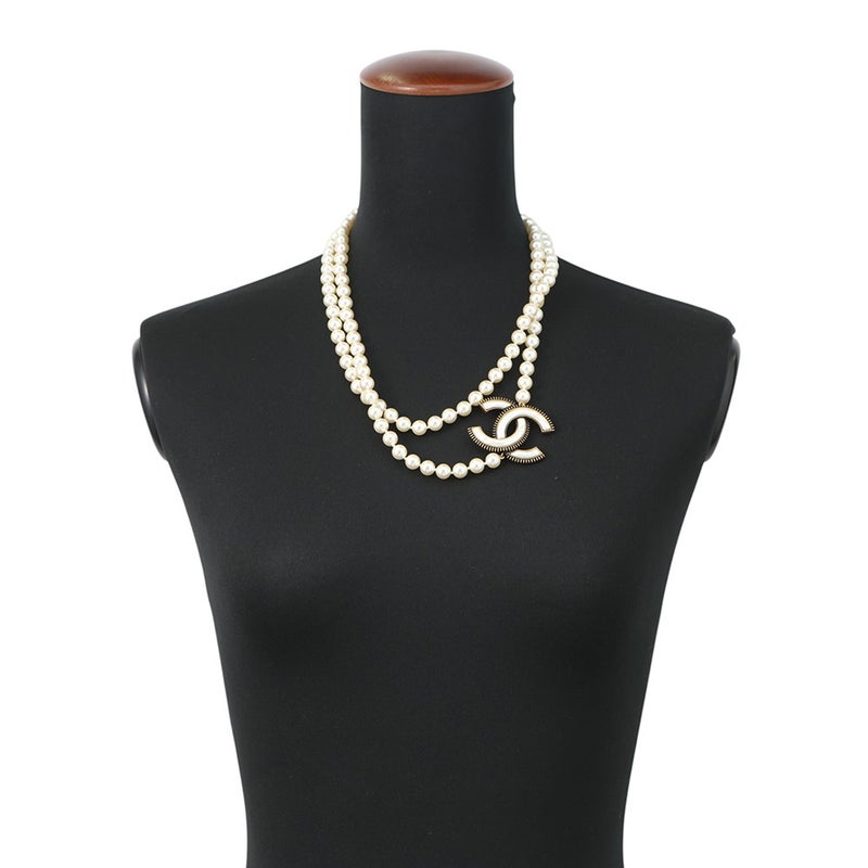 シャネル ロングネックレス ココマーク フェイクパール A24K CHANEL アクセサリー