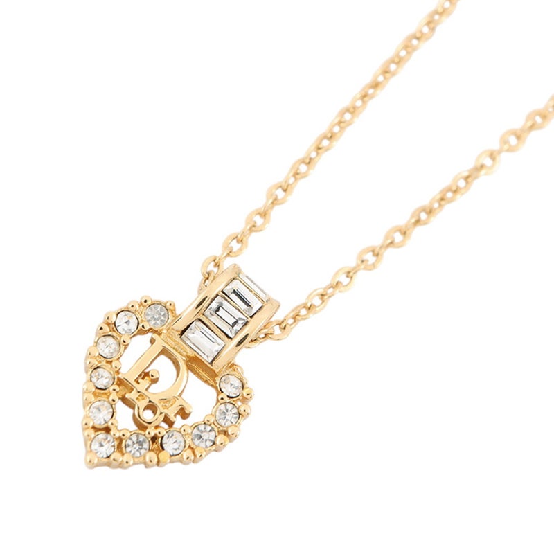 クリスチャン・ディオール ネックレス ロゴ ハート メタル ラインストーン Christian Dior