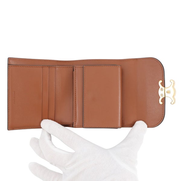 セリーヌ 三つ折り財布 トリオンフ コンパクトウォレット カーフレザー キャンバス 10D782 CELINE