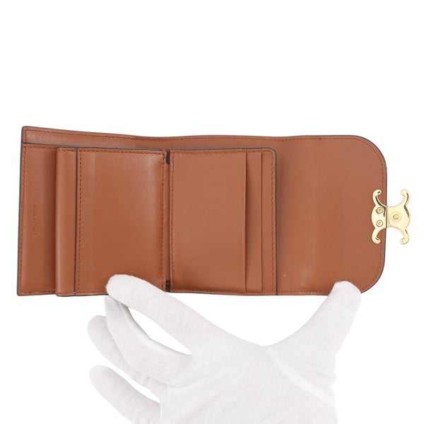 セリーヌ 三つ折り財布 トリオンフ コンパクトウォレット カーフレザー キャンバス 10D782 CELINE