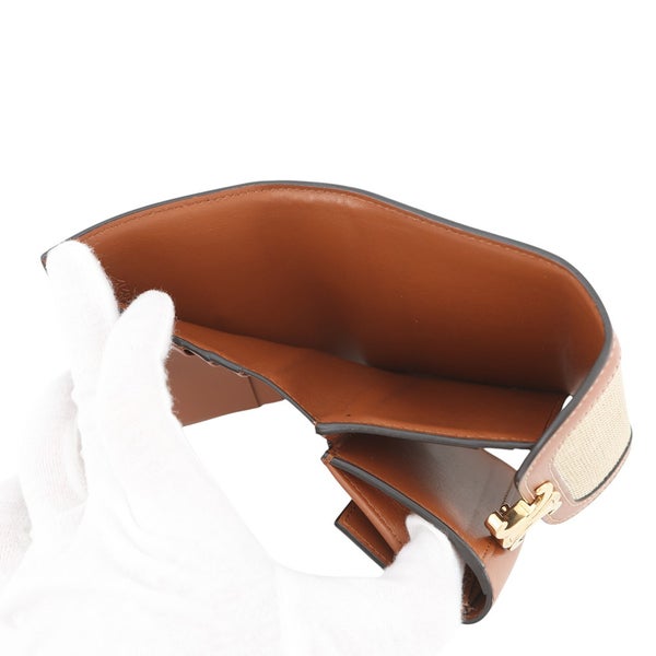 セリーヌ 三つ折り財布 トリオンフ コンパクトウォレット カーフレザー キャンバス 10D782 CELINE