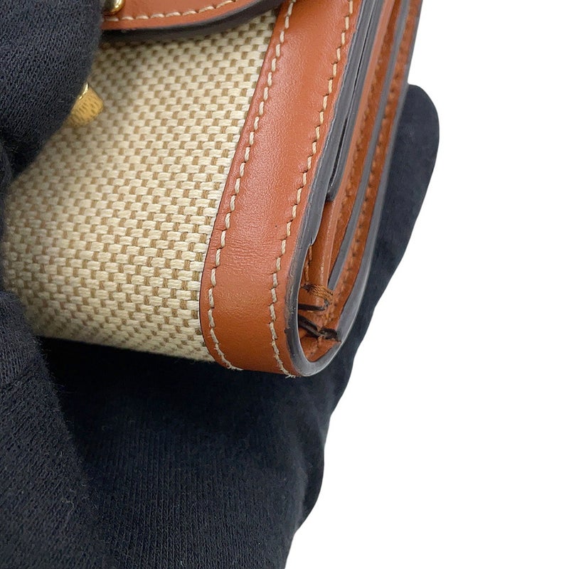 セリーヌ 三つ折り財布 トリオンフ コンパクトウォレット カーフレザー キャンバス 10D782 CELINE