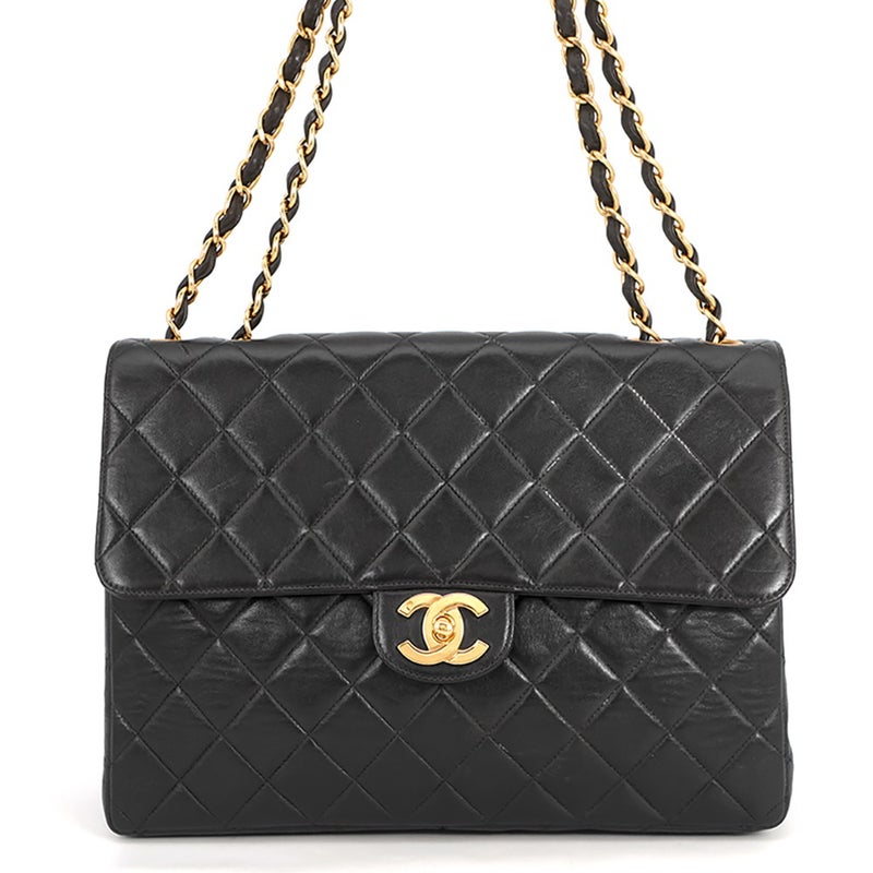 シャネル チェーンショルダーバッグ マトラッセ ココマーク ラムスキン CHANEL バッグ 黒