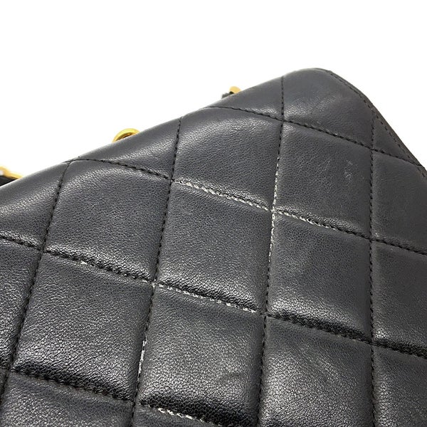 シャネル チェーンショルダーバッグ マトラッセ ココマーク ラムスキン CHANEL バッグ 黒