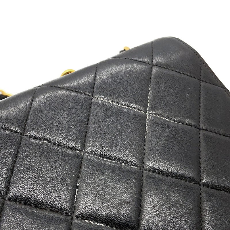 シャネル チェーンショルダーバッグ マトラッセ ココマーク ラムスキン CHANEL バッグ 黒
