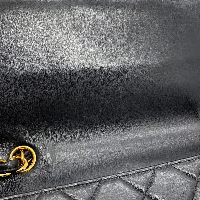 シャネル チェーンショルダーバッグ マトラッセ ココマーク ラムスキン CHANEL バッグ 黒