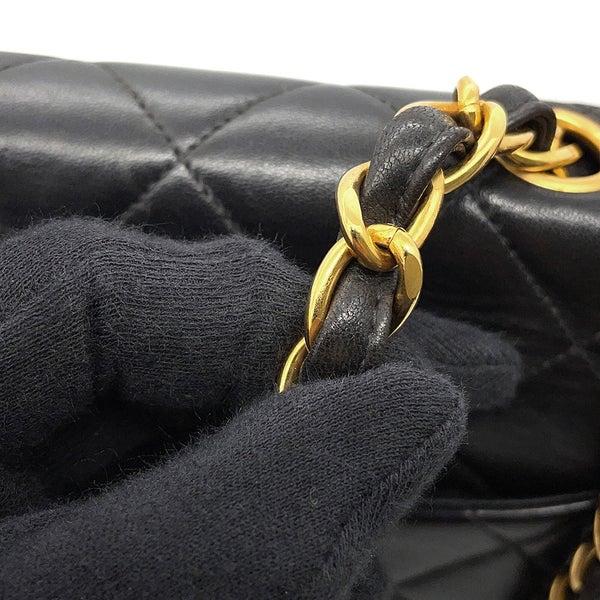 シャネル チェーンショルダーバッグ マトラッセ ココマーク ラムスキン CHANEL バッグ 黒