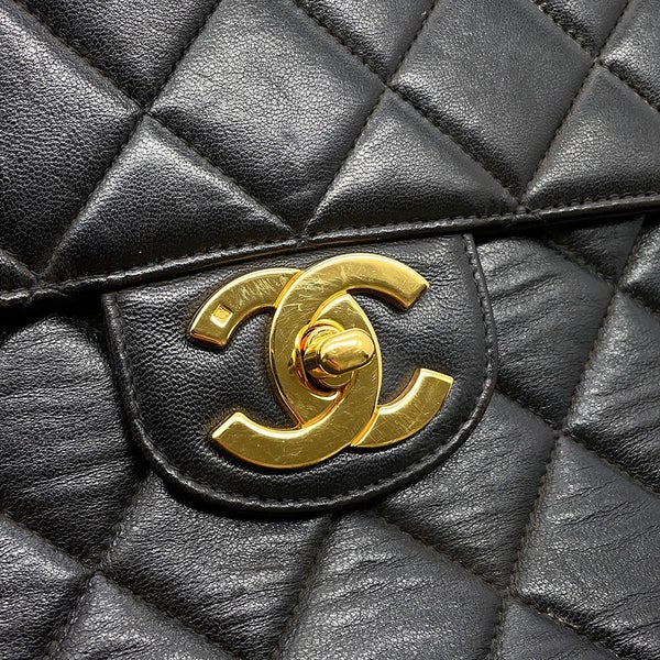 シャネル チェーンショルダーバッグ マトラッセ ココマーク ラムスキン CHANEL バッグ 黒