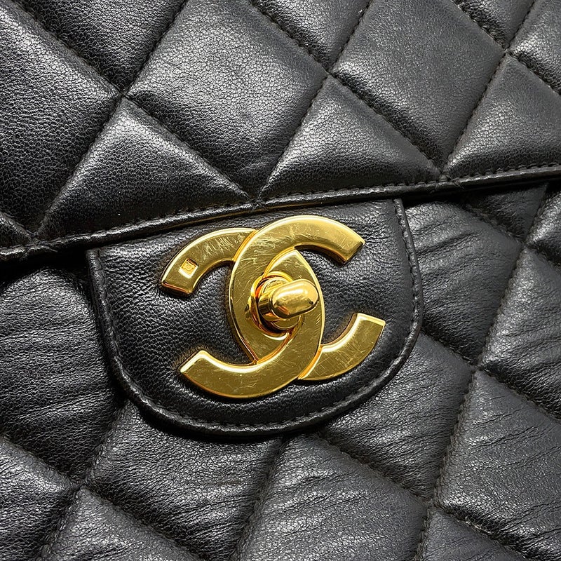 シャネル チェーンショルダーバッグ マトラッセ ココマーク ラムスキン CHANEL バッグ 黒