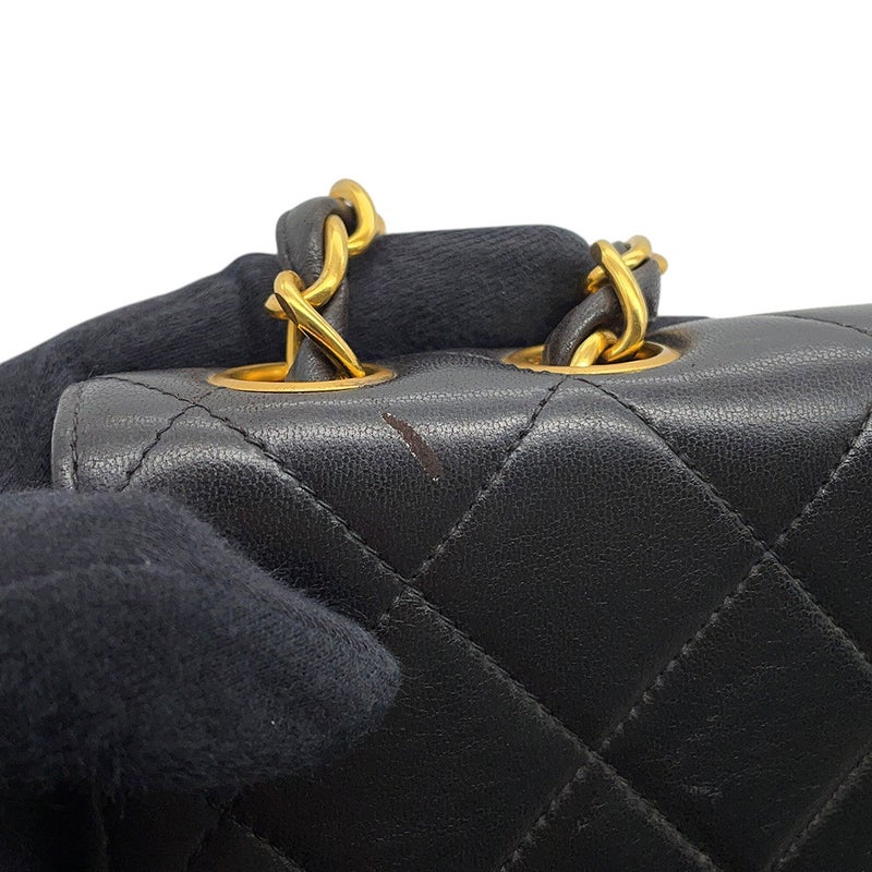 シャネル チェーンショルダーバッグ マトラッセ ココマーク ラムスキン CHANEL バッグ 黒