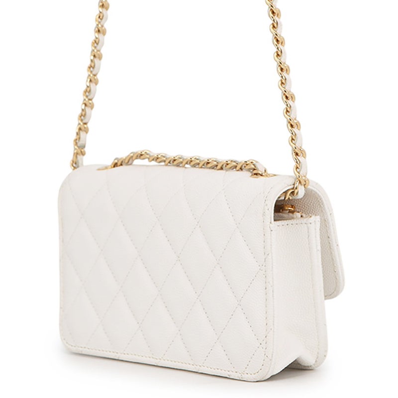 シャネル チェーンウォレット クルーズライン マトラッセ ココマーク キャビアスキン AP3084 CHANEL 財布 白