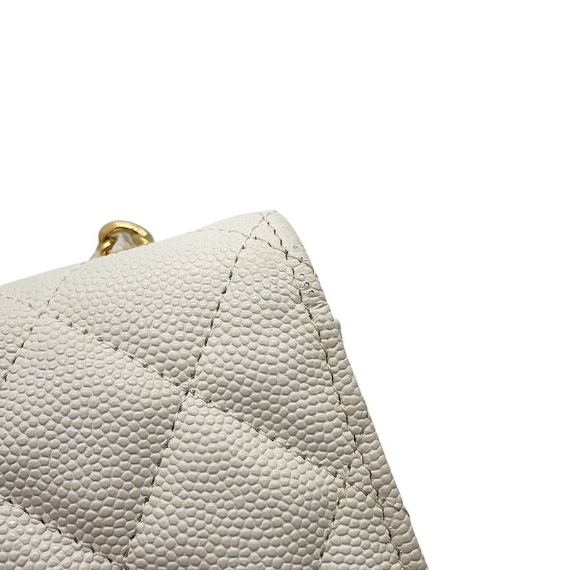 シャネル チェーンウォレット クルーズライン マトラッセ ココマーク キャビアスキン AP3084 CHANEL 財布 白