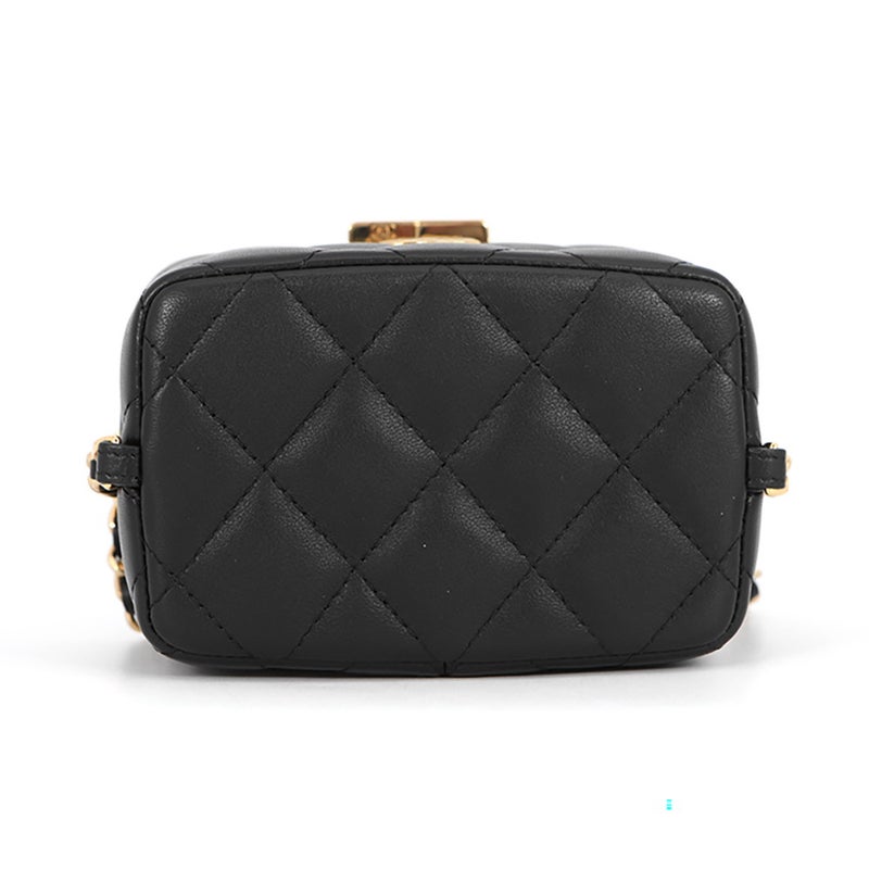 シャネル チェーンショルダーバッグ ココマーク マトラッセ バニティ ラムスキン CHANEL ヴァニティ 黒