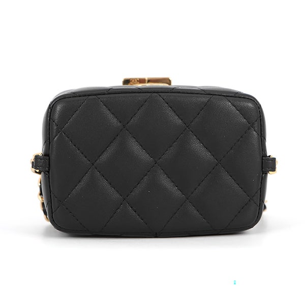 シャネル チェーンショルダーバッグ ココマーク マトラッセ バニティ ラムスキン CHANEL ヴァニティ 黒