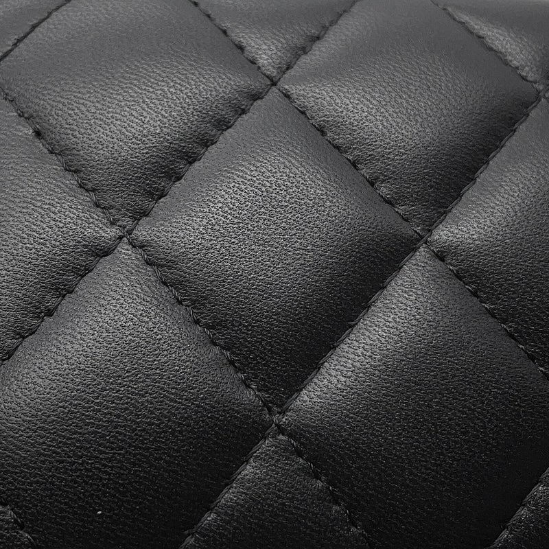 シャネル チェーンショルダーバッグ ココマーク マトラッセ バニティ ラムスキン CHANEL ヴァニティ 黒