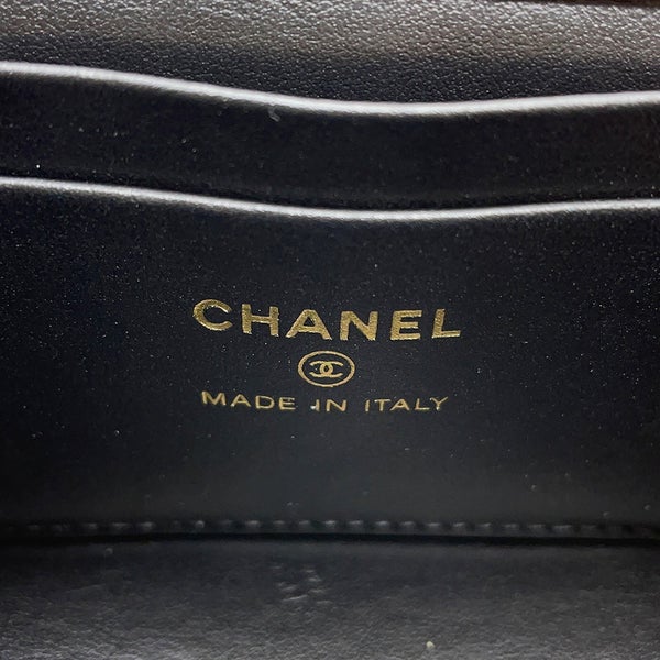シャネル チェーンショルダーバッグ ココマーク マトラッセ バニティ ラムスキン CHANEL ヴァニティ 黒