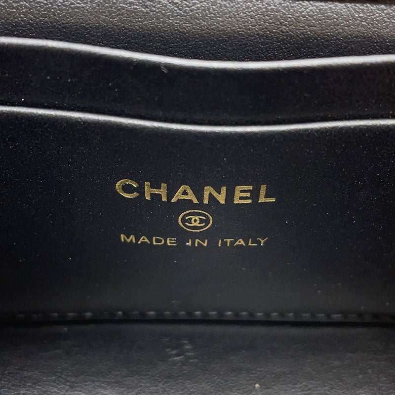 シャネル チェーンショルダーバッグ ココマーク マトラッセ バニティ ラムスキン CHANEL ヴァニティ 黒
