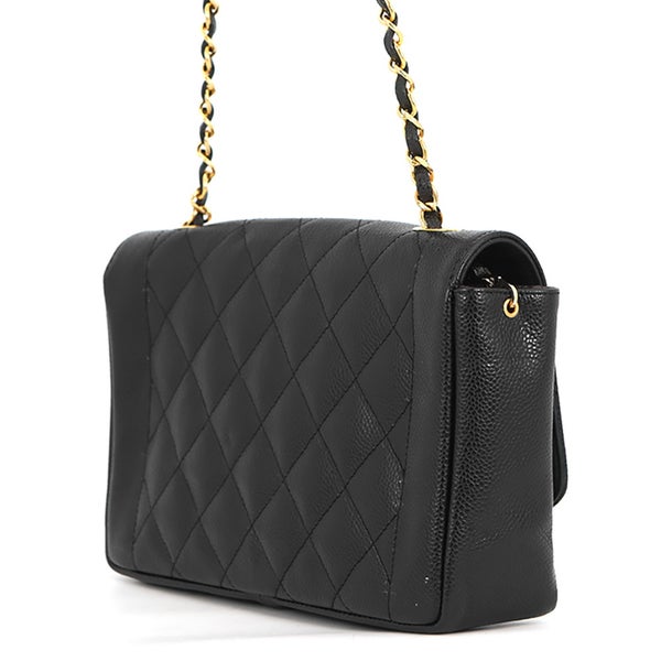 シャネル チェーンショルダーバッグ マトラッセ25 ココマーク ダイアナ キャビアスキン A01165 CHANEL 黒