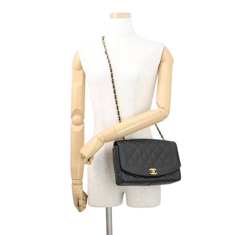 シャネル チェーンショルダーバッグ マトラッセ25 ココマーク ダイアナ キャビアスキン A01165 CHANEL 黒