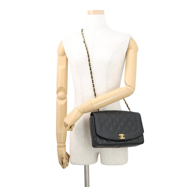 シャネル チェーンショルダーバッグ マトラッセ25 ココマーク ダイアナ キャビアスキン A01165 CHANEL 黒