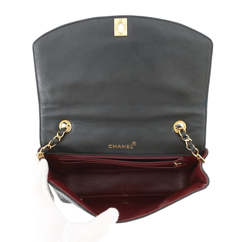 シャネル チェーンショルダーバッグ マトラッセ25 ココマーク ダイアナ キャビアスキン A01165 CHANEL 黒