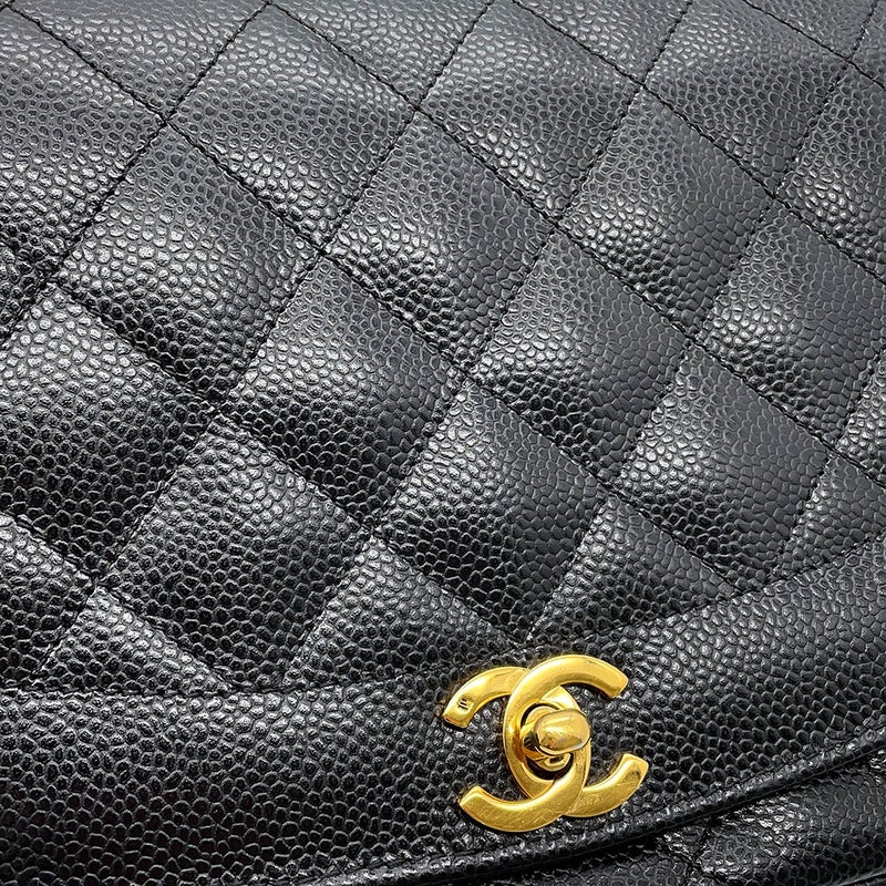 シャネル チェーンショルダーバッグ マトラッセ25 ココマーク ダイアナ キャビアスキン A01165 CHANEL 黒