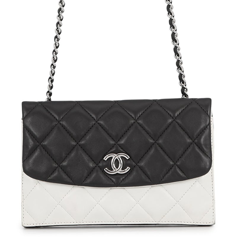 シャネル チェーンウォレット マトラッセ ココマーク ダブルフェイス ラムスキン CHANEL 財布 黒