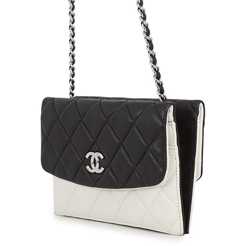 シャネル チェーンウォレット マトラッセ ココマーク ダブルフェイス ラムスキン CHANEL 財布 黒