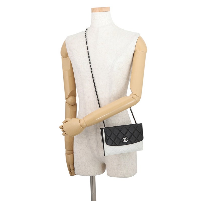 シャネル チェーンウォレット マトラッセ ココマーク ダブルフェイス ラムスキン CHANEL 財布 黒