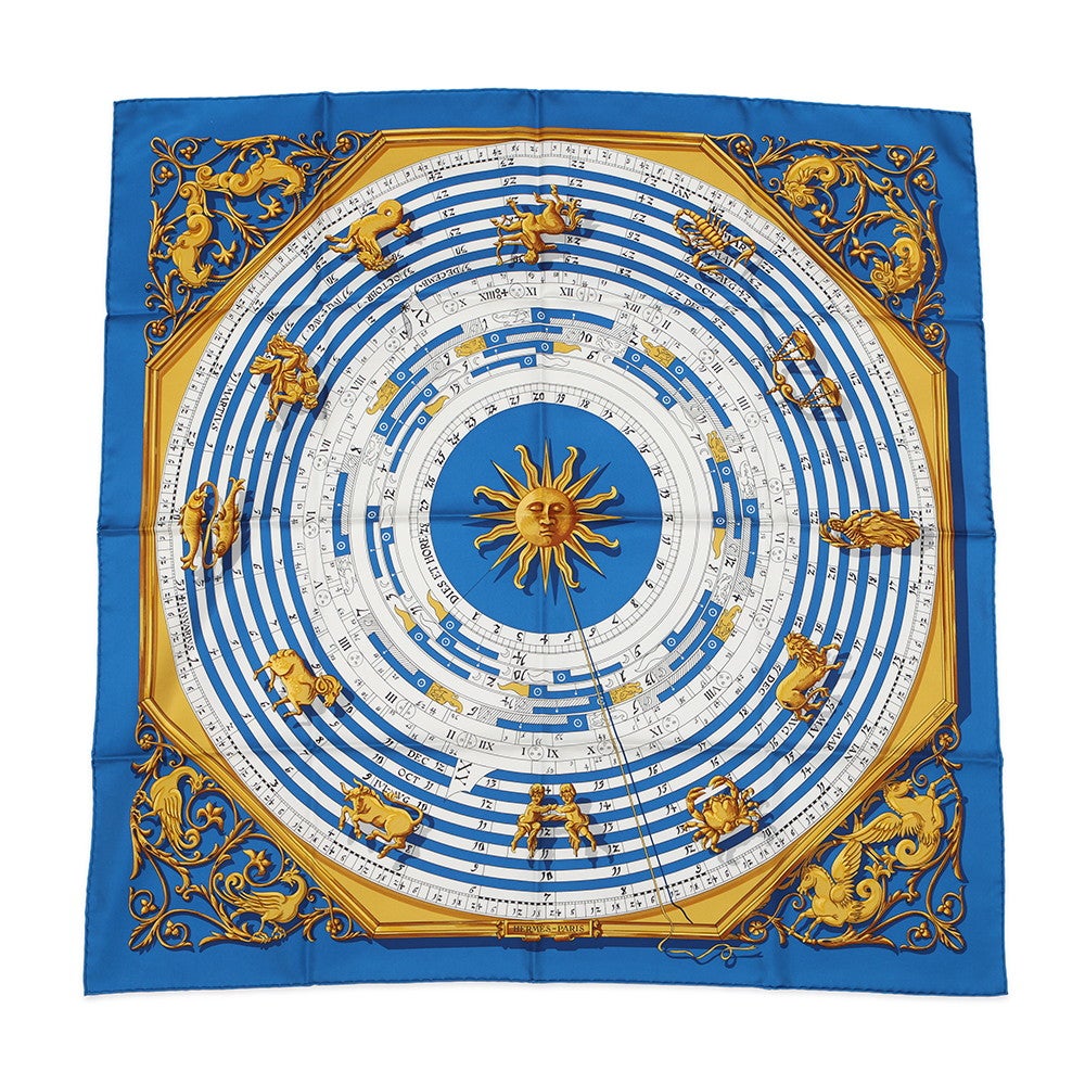 ★SALE　HERMES エルメスカレ90占星術 シルク スカーフ リボン付き エルメス スカーフ カレ90 占星術 Astrologie forever シルク HERMES
