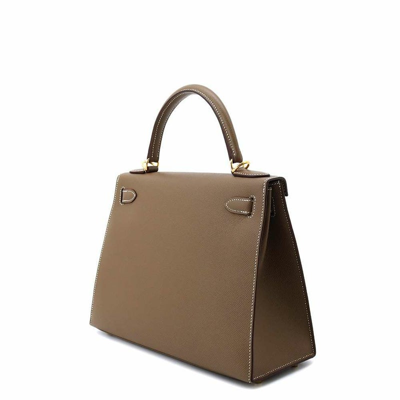 エルメス ハンドバッグ ケリー28 外縫い エトゥープ/ゴールド金具 エプソン Y刻印 HERMES Kelly 2wayバッグ