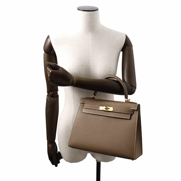 エルメス ハンドバッグ ケリー28 外縫い エトゥープ/ゴールド金具 エプソン Y刻印 HERMES Kelly 2wayバッグ
