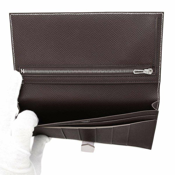 エルメス 長財布 ベアンスフレ ヴェルソ モーヴペール/ルージュセリエ/シルバー金具 エプソン W刻印