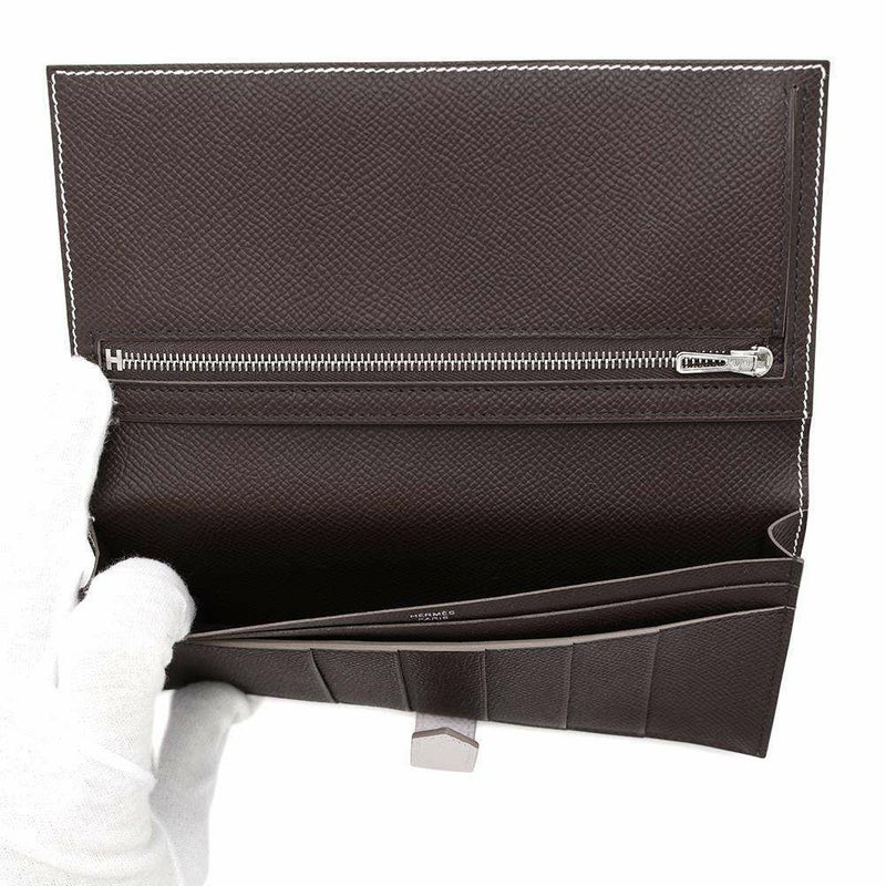 エルメス 長財布 ベアンスフレ ヴェルソ モーヴペール/ルージュセリエ/シルバー金具 エプソン W刻印