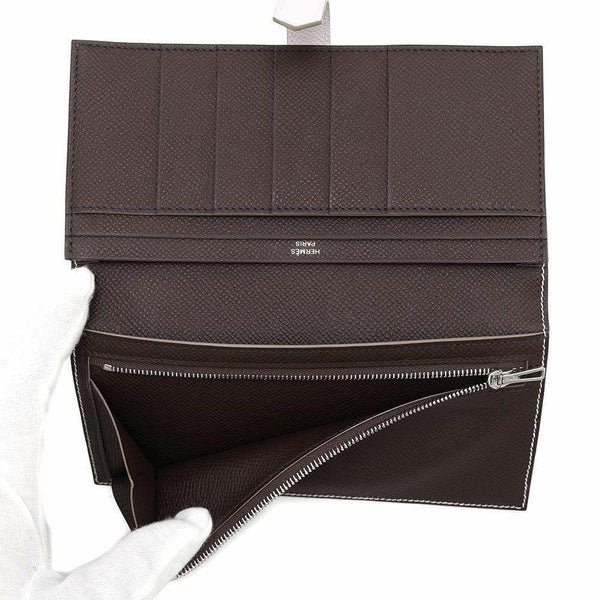 エルメス 長財布 ベアンスフレ ヴェルソ モーヴペール/ルージュセリエ/シルバー金具 エプソン W刻印