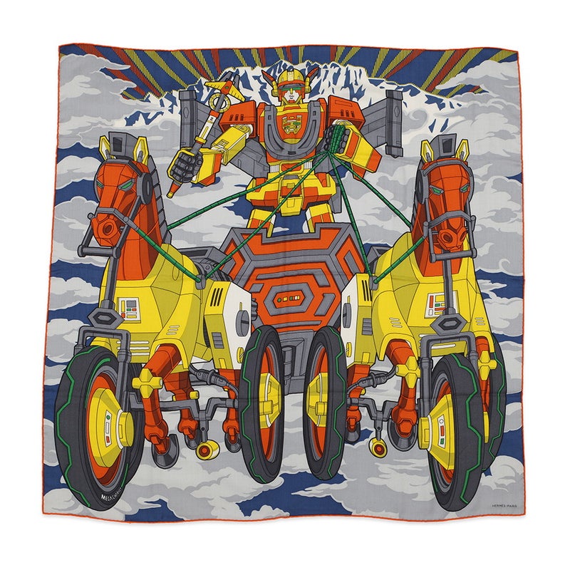 エルメス スカーフ カレH 100 メガ シャリオ Mega Chariot カシミヤ シルク 野村大輔 HERMES 2020年秋冬