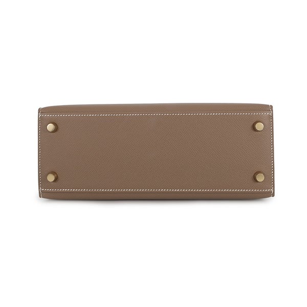 エルメス ハンドバッグ ケリー25 外縫い エトゥープ/ゴールド金具 エプソン G刻印 ２wayショルダー